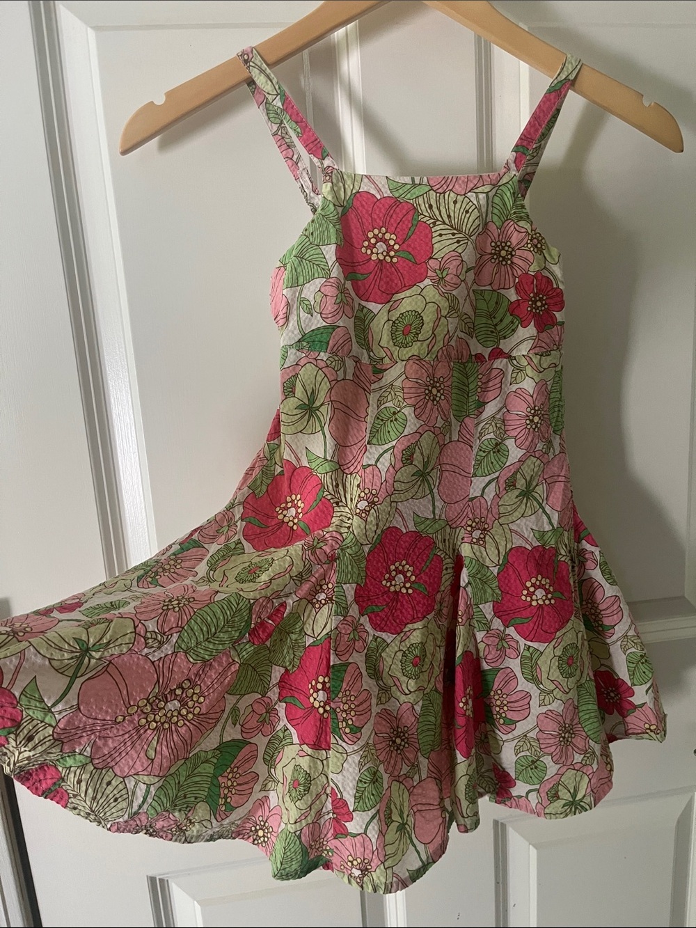 VINTAGE Gap Floral Tropical swing summer sun dress  seersucker cotton Sz 3T